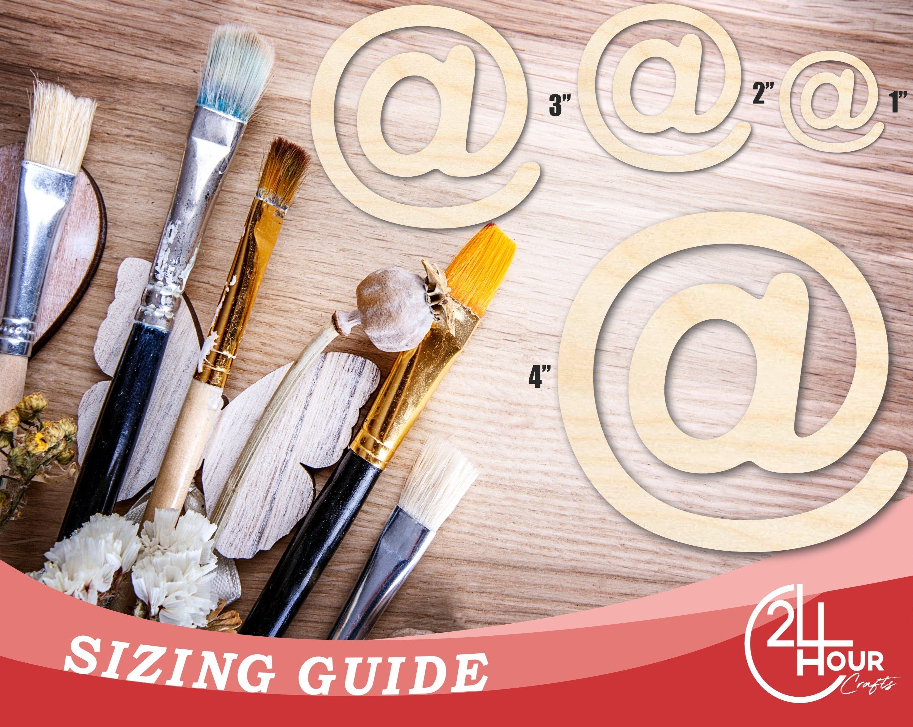 Unfinished Wood @ (At) Symbol | DIY Craft Cutout | Up to 36"