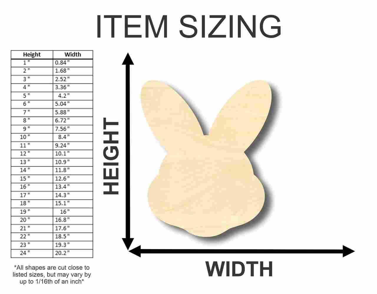 Unfinished Wood Easter Bunny Head Shape - Craft - up to 46" DIY