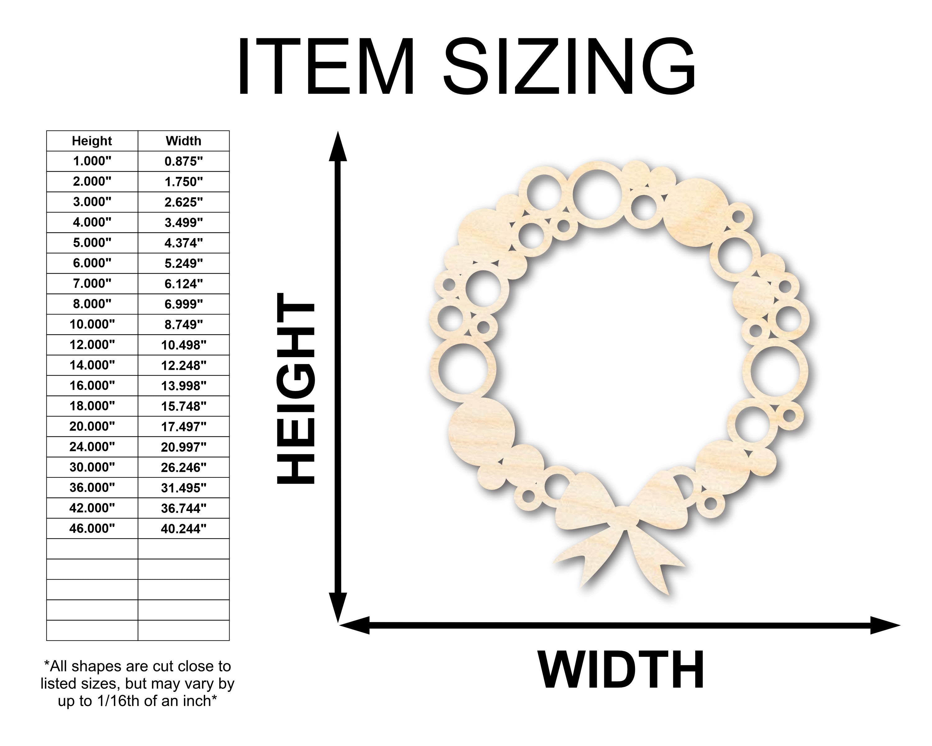Unfinished Wood Bulb Wreath Shape - Craft - up to 46"