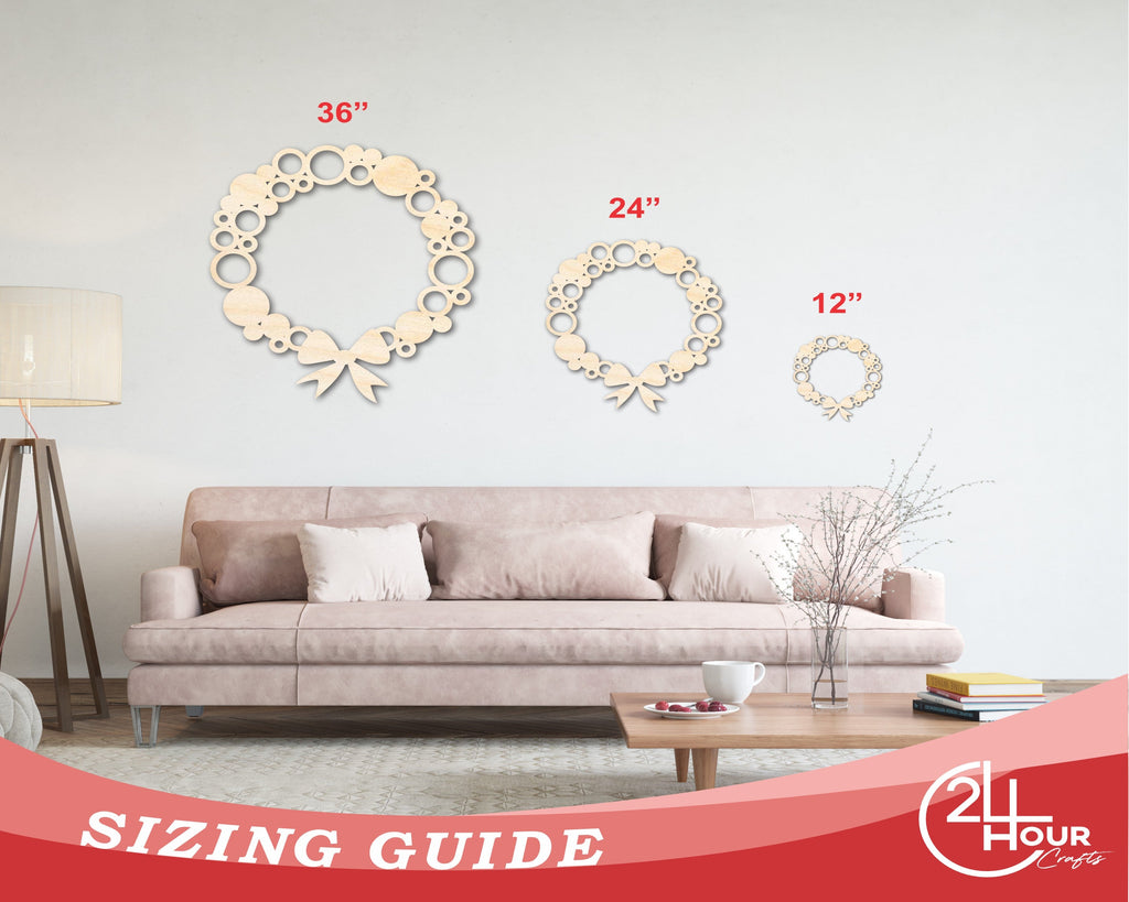 Unfinished Wood Bulb Wreath Shape - Craft - up to 46"