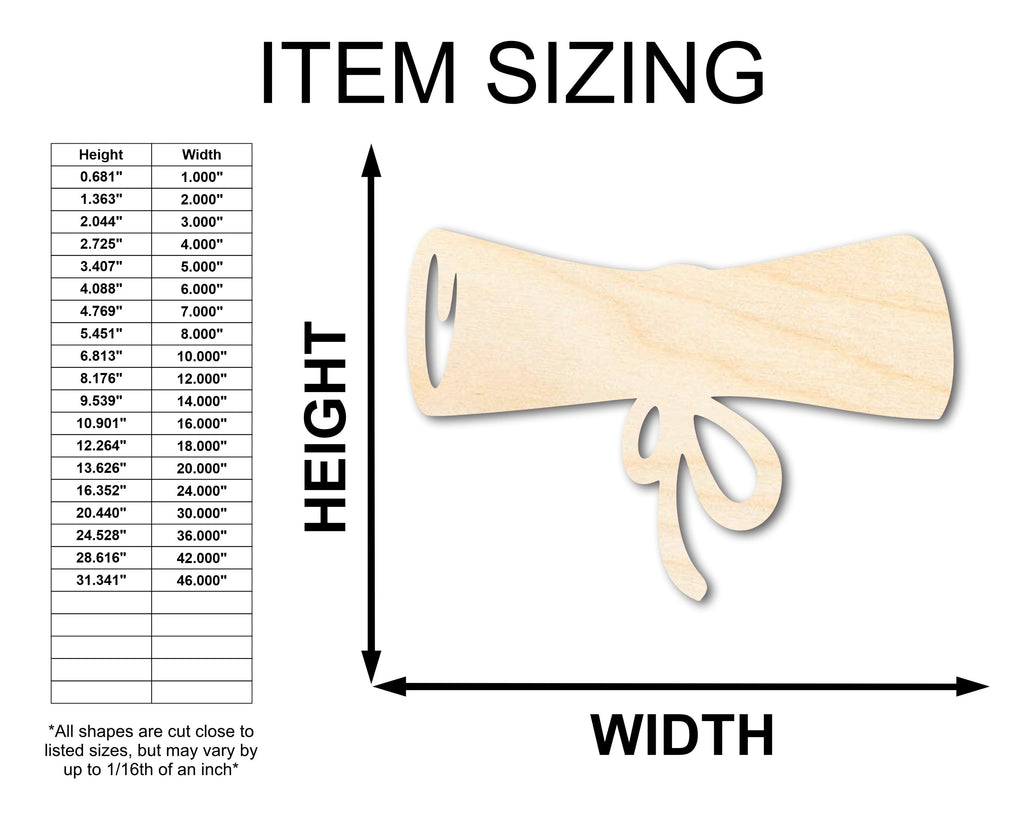 Unfinished Wood Diploma Shape - Graduation Craft - up to 46" DIY