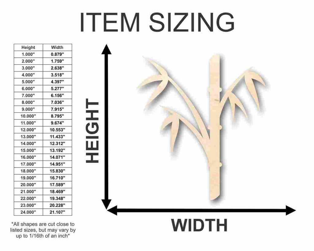 Unfinished Wood Bamboo Shape - Craft - up to 46" DIY