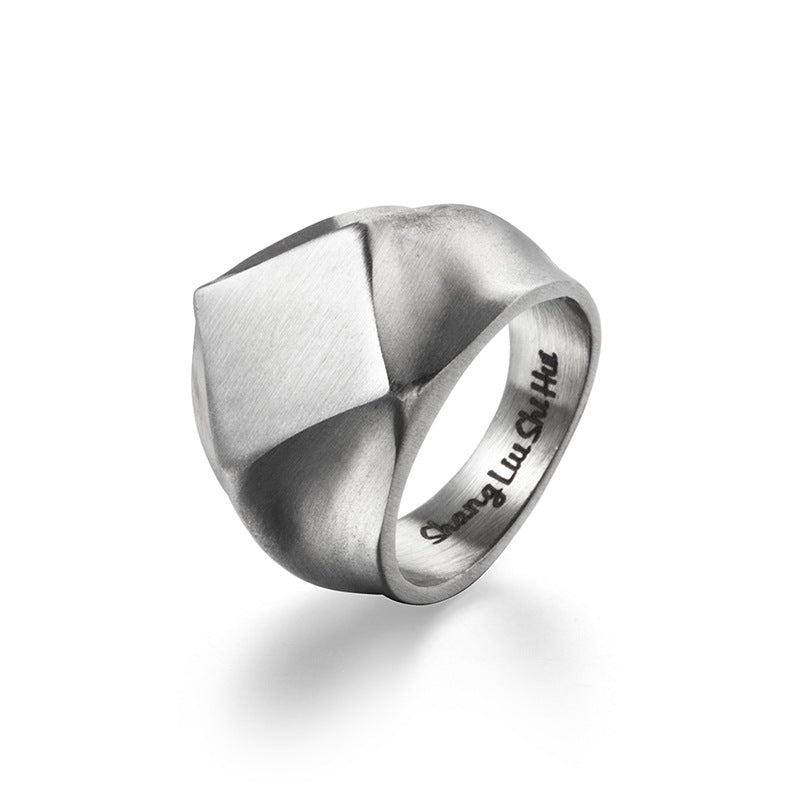 Minimalist geometric square diamond-shaped retro rings