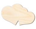 Unfinished Wood Double Heart Shape - Love Craft - up to 46"