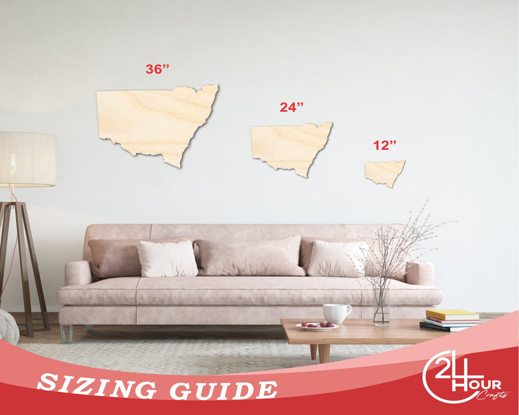 Unfinished Wood New South Wales State Shape - Australia State Craft - up to 46" DIY