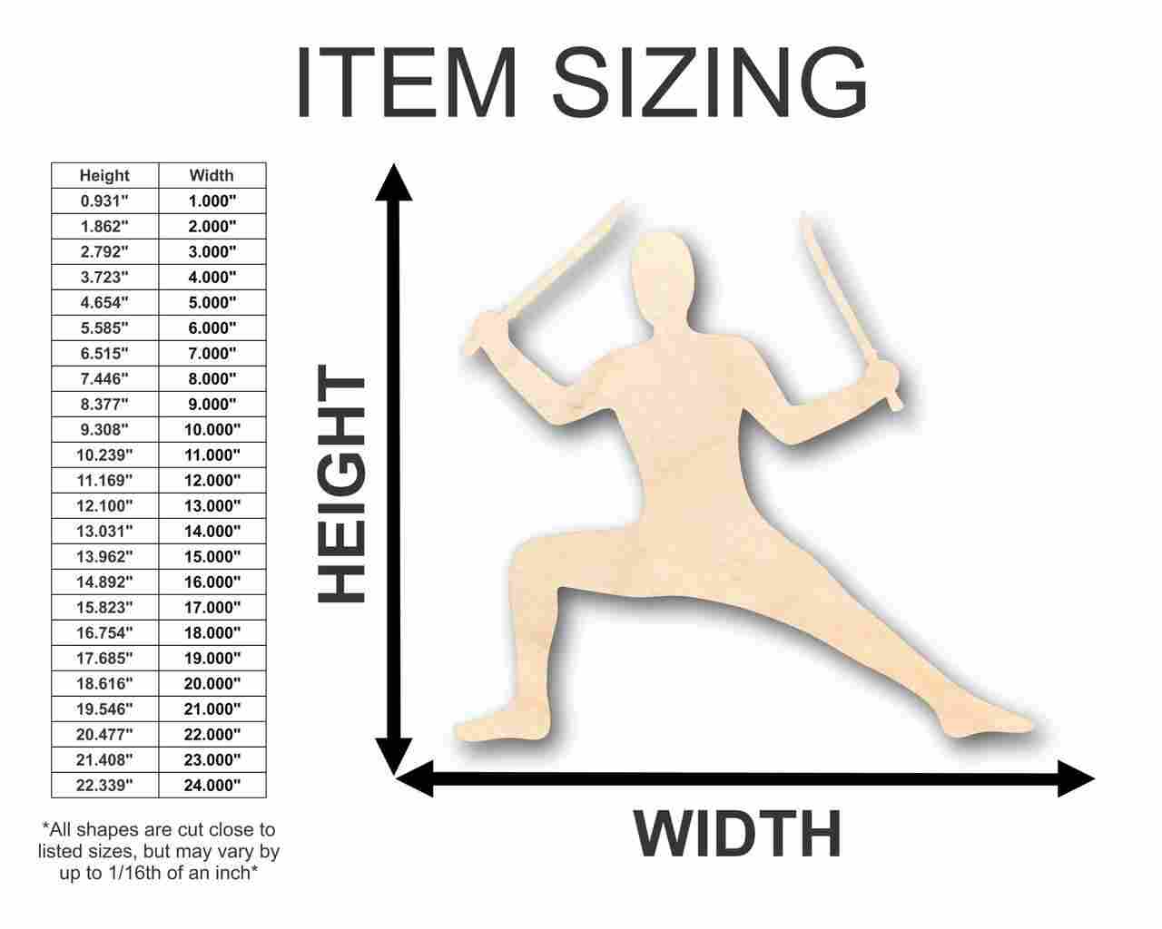 Unfinished Wood Ninja Shape - Craft - up to 46" DIY
