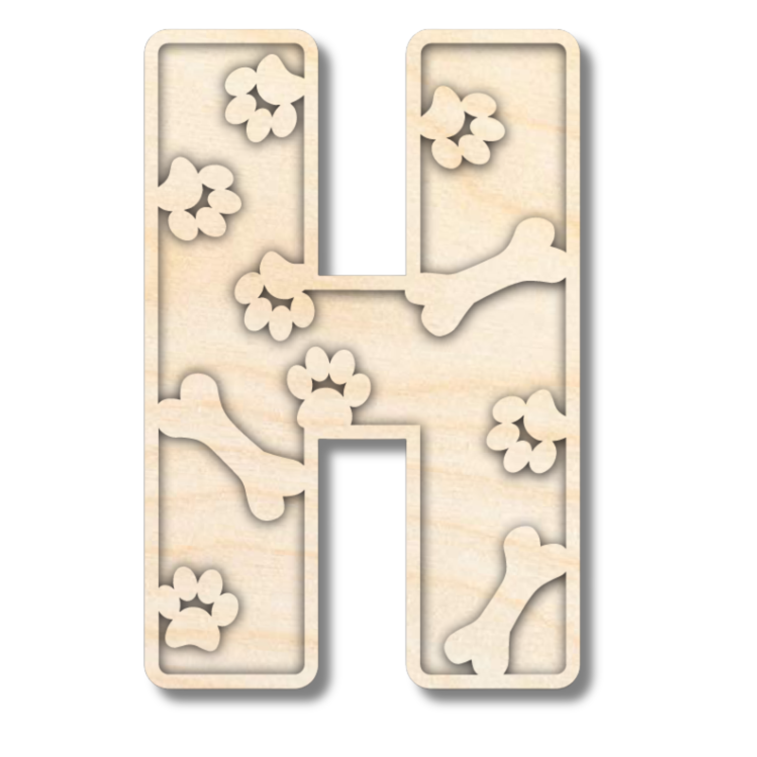 Unfinished Wood Layered Themed Letters | Paw Print | A-Z | 2 Piece | up to 24"