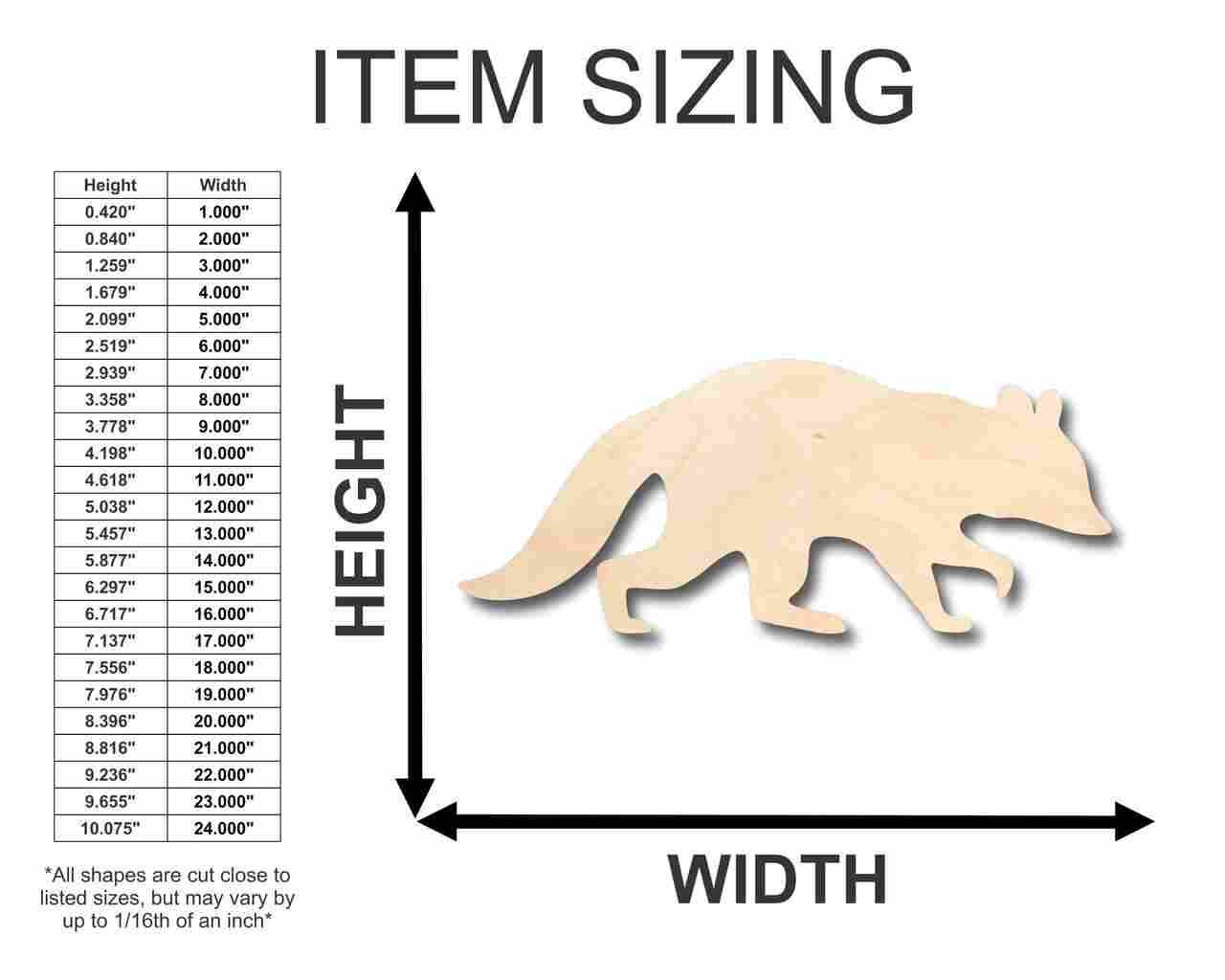 Unfinished Wood Raccoon Shape - Animal - Craft - up to 46" DIY