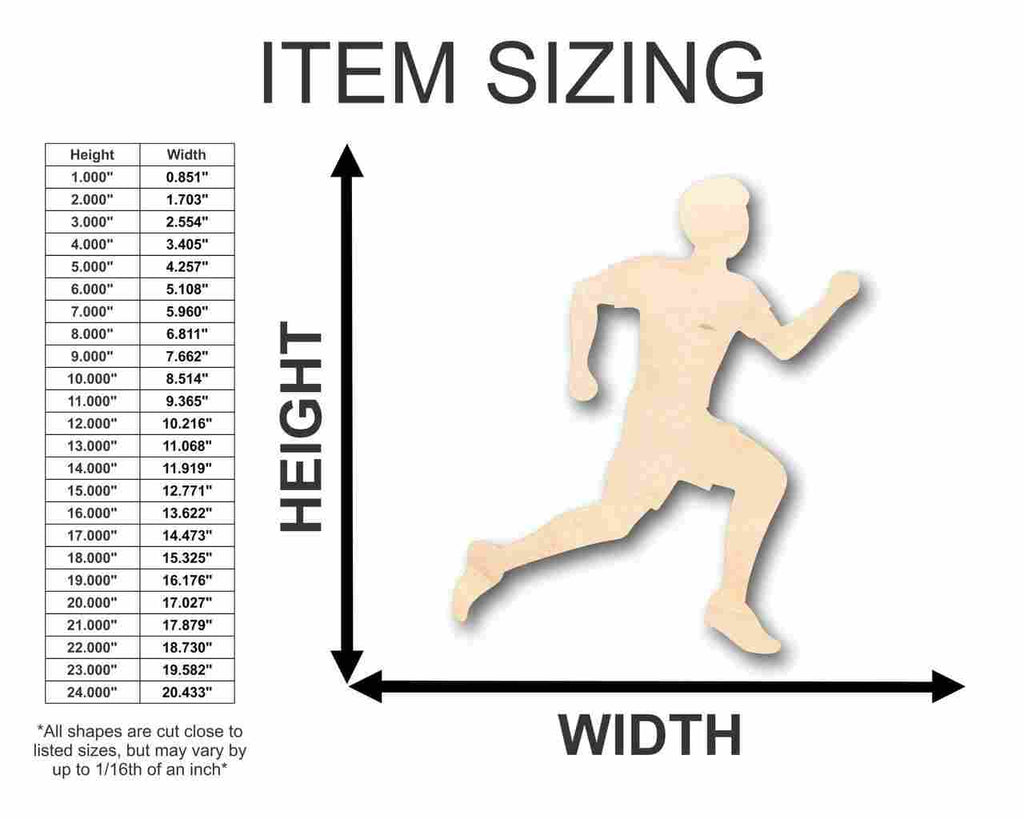 Unfinished Wood Running Boy Shape - Track Cross Country - Sports - Room Decor - up to 46" DIY