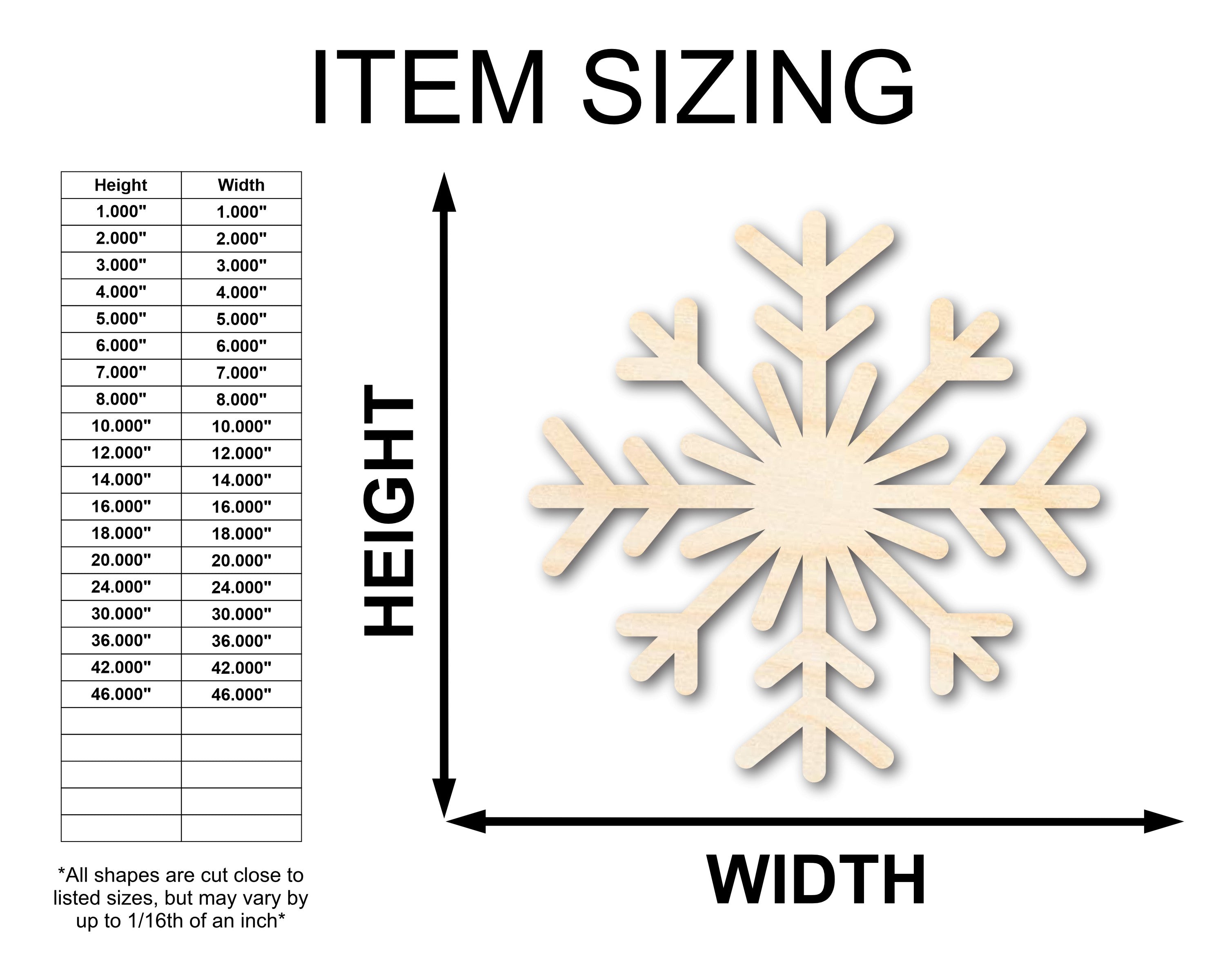 Unfinished Wood Snowflake Shape | Winter Decor | DIY Craft Cutout | up to 46" DIY