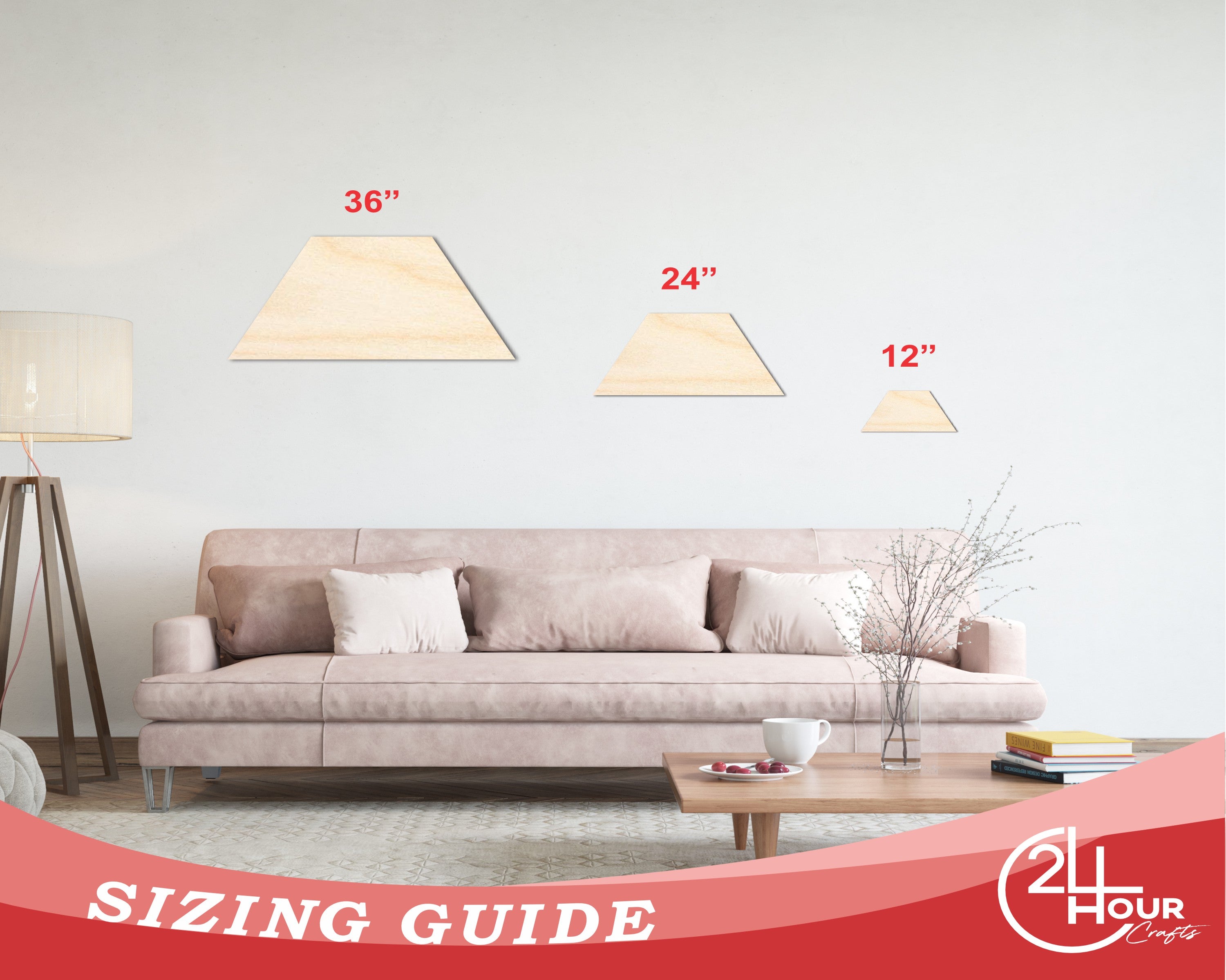 Unfinished Wood Trapezoid Shape - Craft - up to 46" DIY
