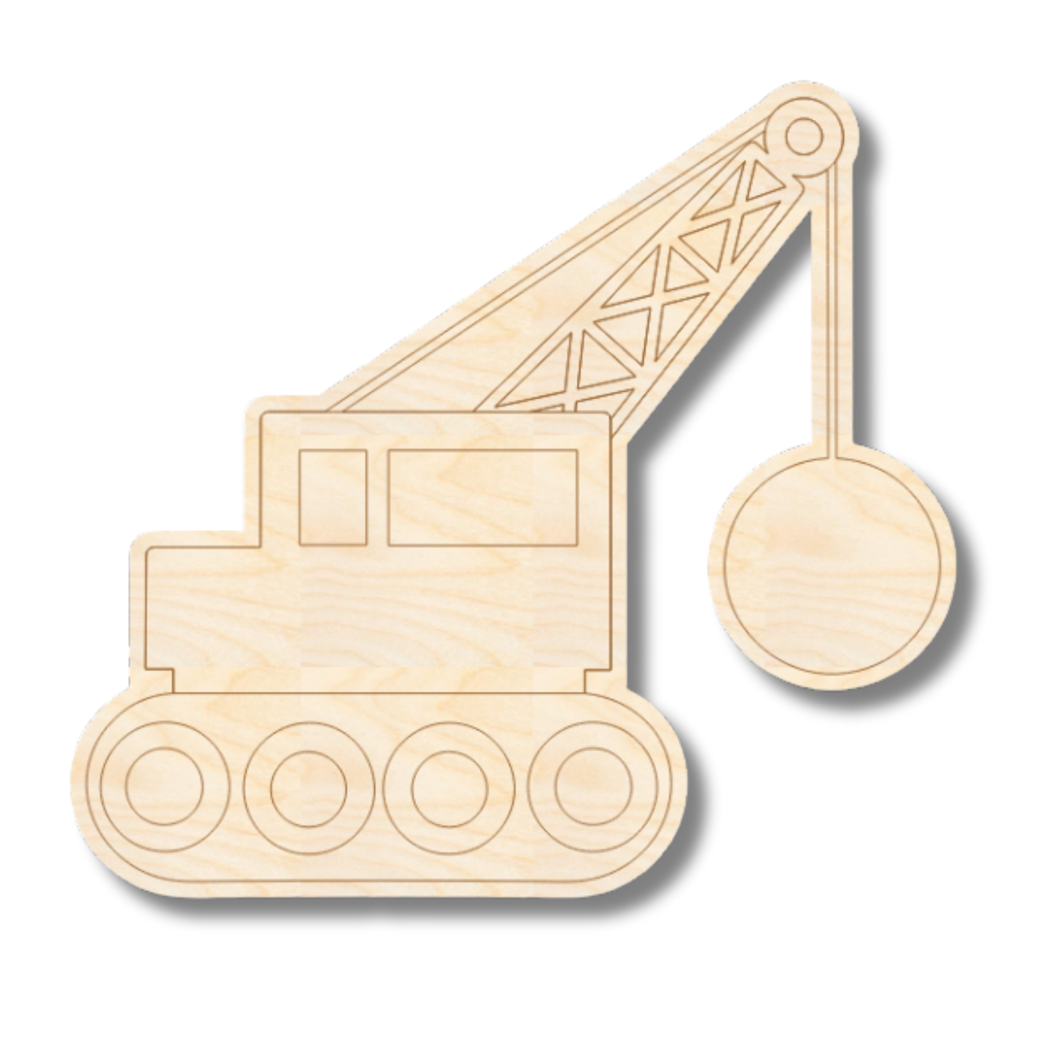 Unfinished Wood Etched Wrecking Ball Shape | Paint By Line Crafts | up to 30" DIY
