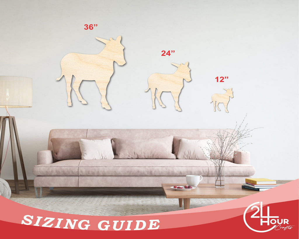 Unfinished Wood Donkey Shape - Animal Craft - up to 46" DIY