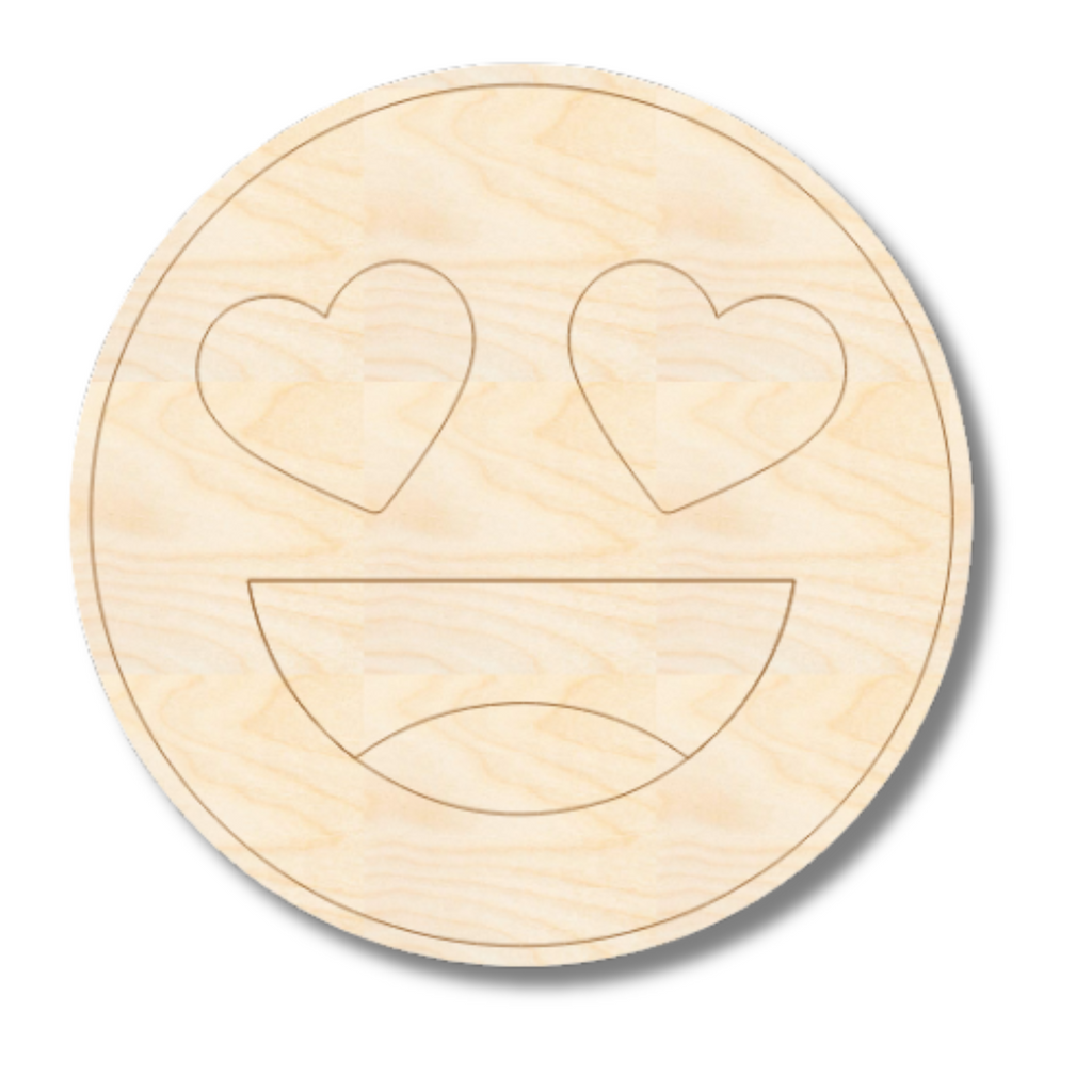 Unfinished Wood Etched Heart Eyes Shape | Paint By Line Crafts | up to 30" DIY