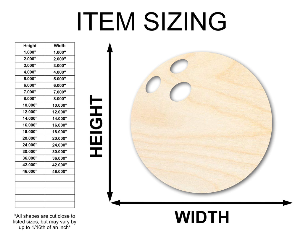 Unfinished Wood Bowling Ball Silhouette - Craft- up to 46" DIY
