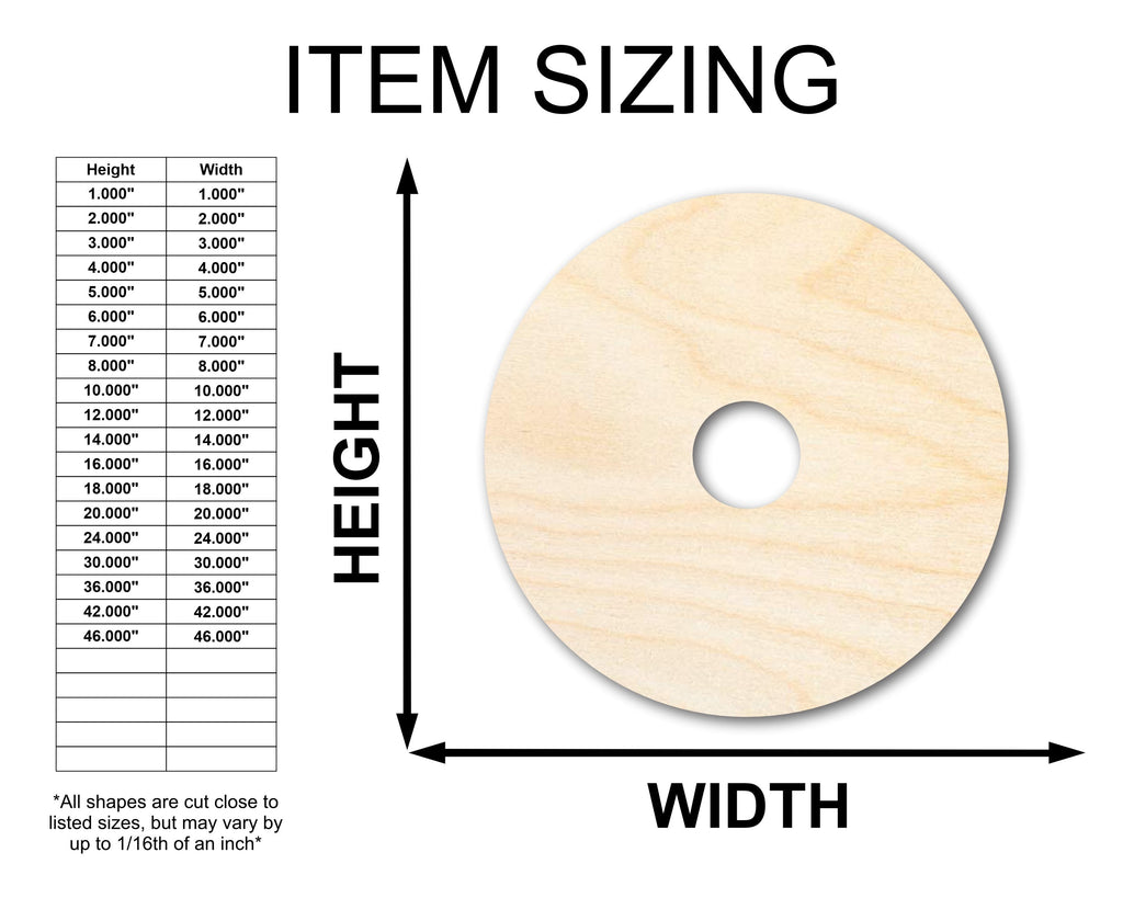 Unfinished Wood Donut Shape - Food Craft - up to 46" DIY