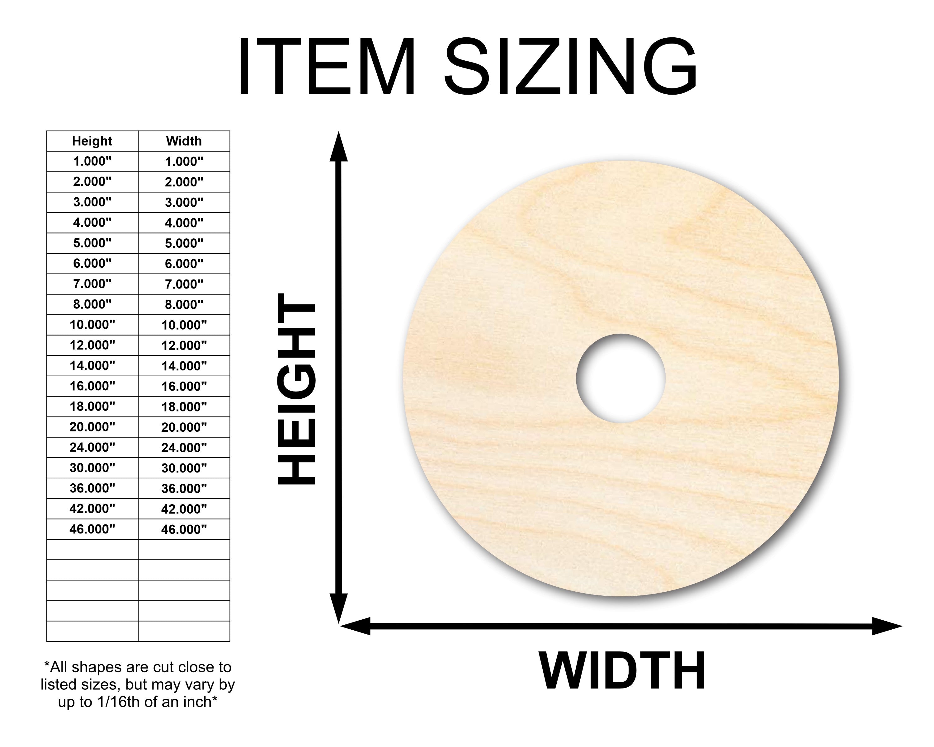 Unfinished Wood Donut Shape - Food Craft - up to 46" DIY