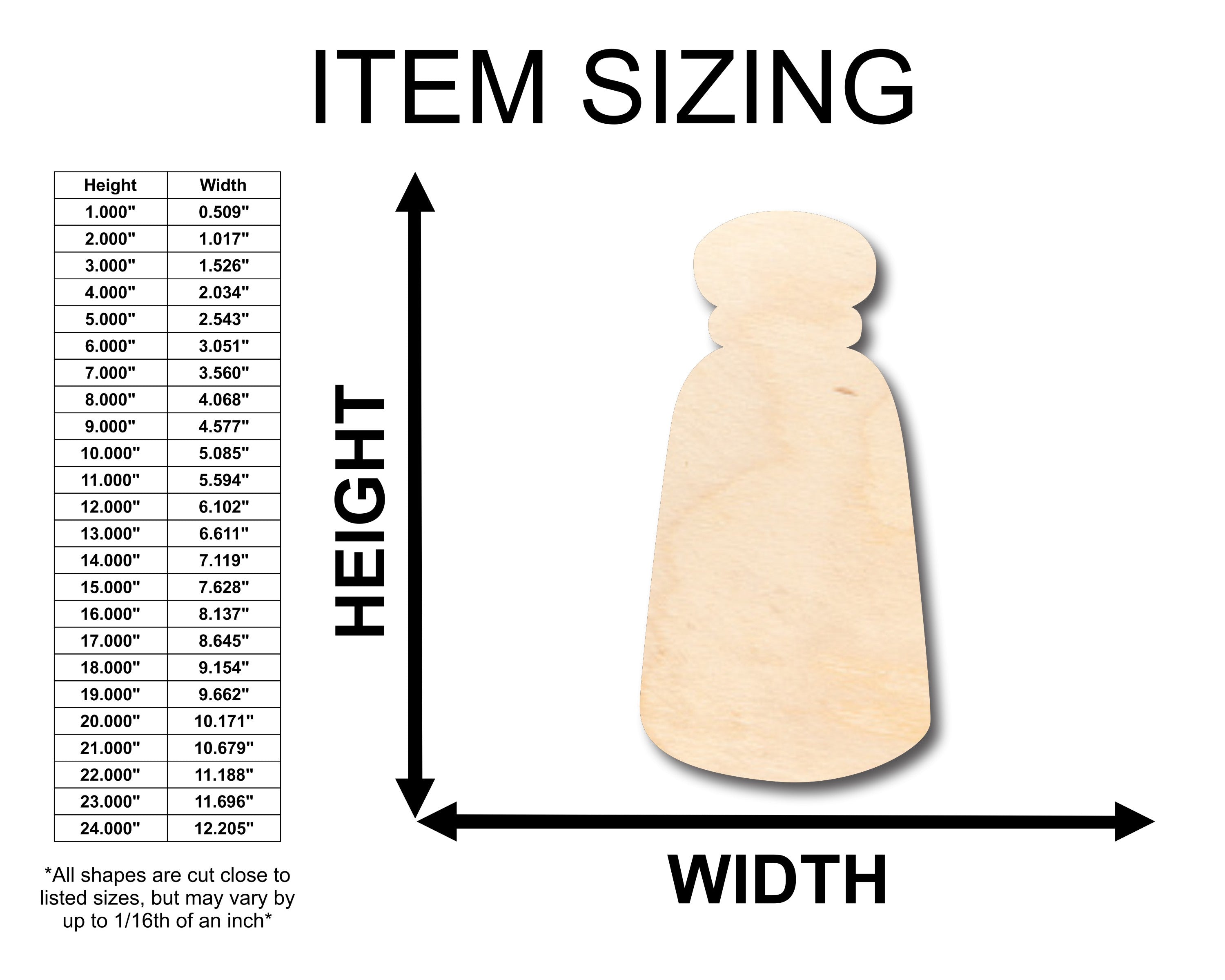 Unfinished Wood Salt Pepper Shaker Shape - Craft - up to 46" DIY