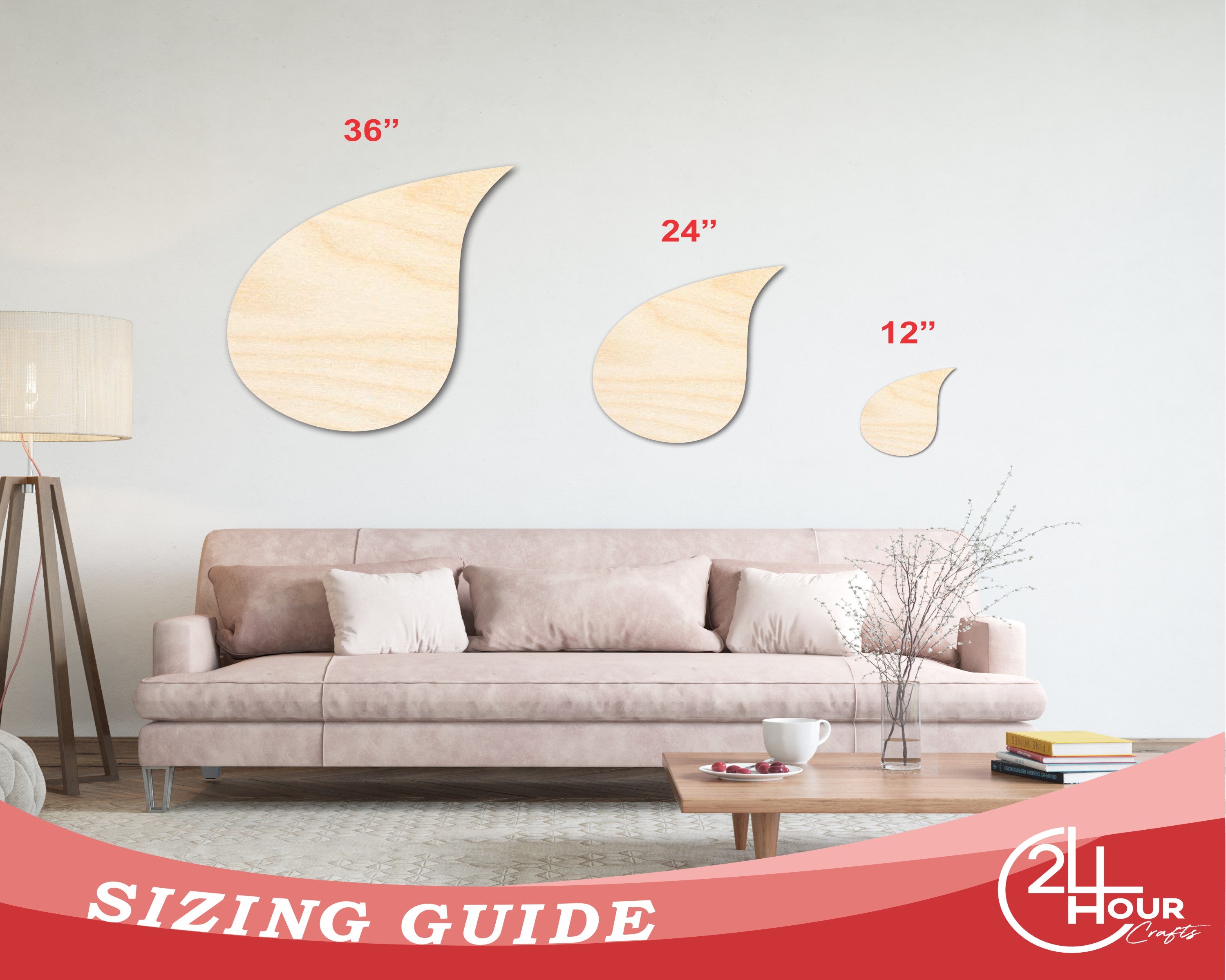 Unfinished Wood Rain Drop Silhouette - Weather Craft - up to 46" DIY