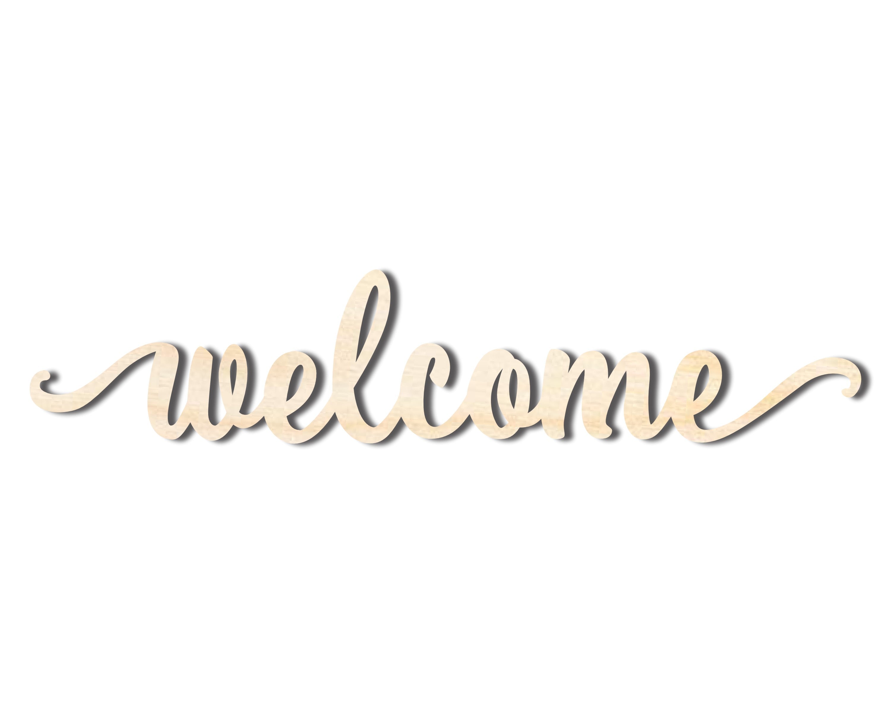Unfinished Wood Welcome Script Shape - Word Craft - up to 46"