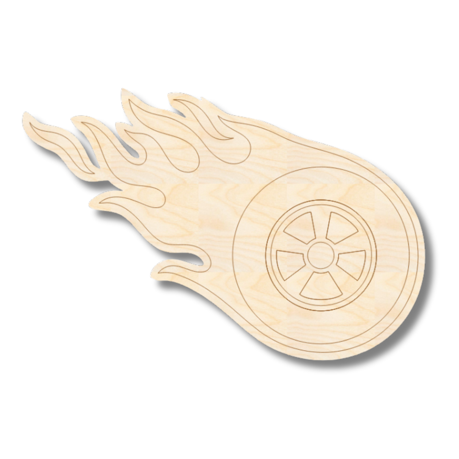 Unfinished Wood Etched Tire Flame Shape | Paint By Line Crafts | up to 30" DIY