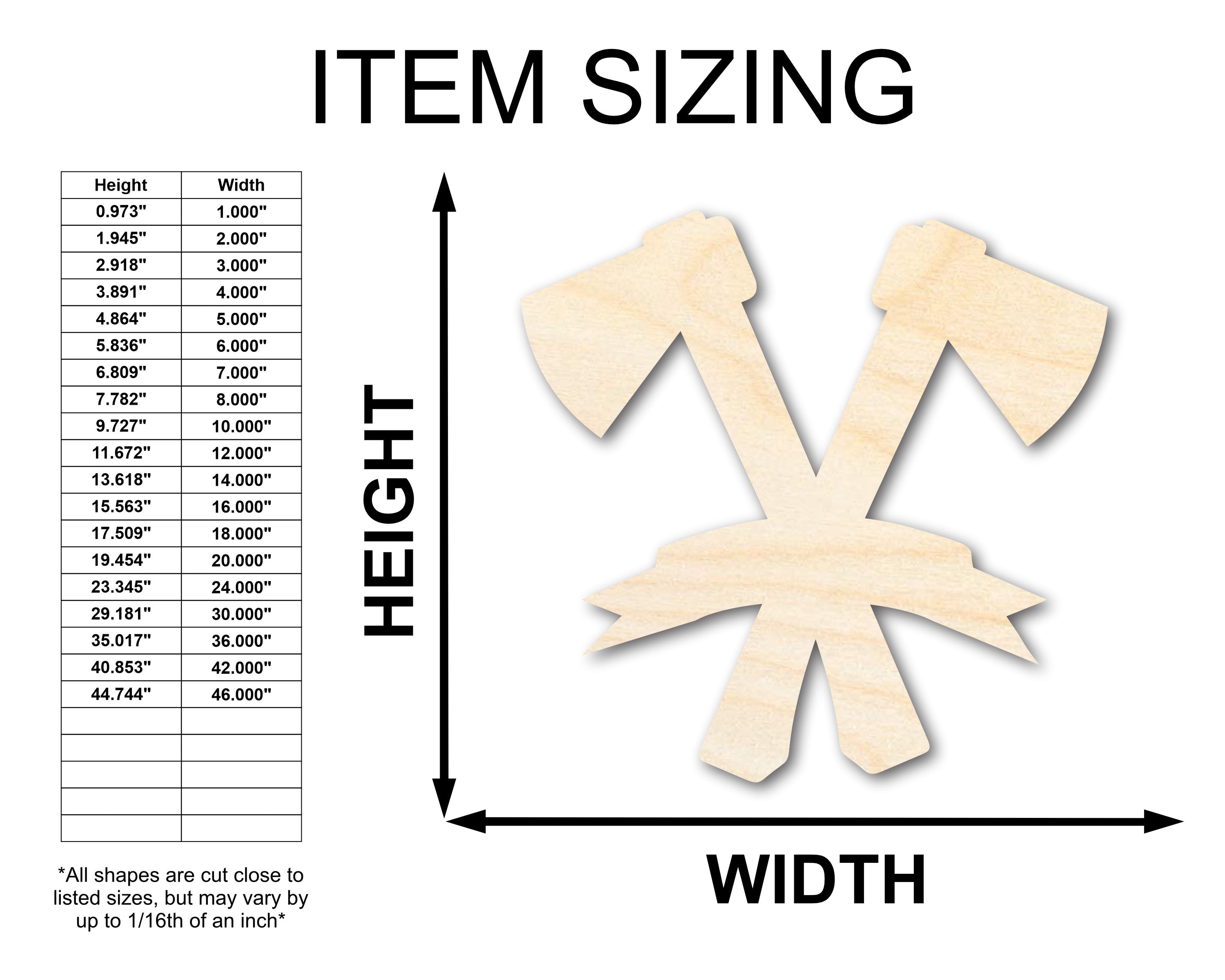 Unfinished Wood Bannered Axes Shape | Craft Cutout | up to 46" DIY