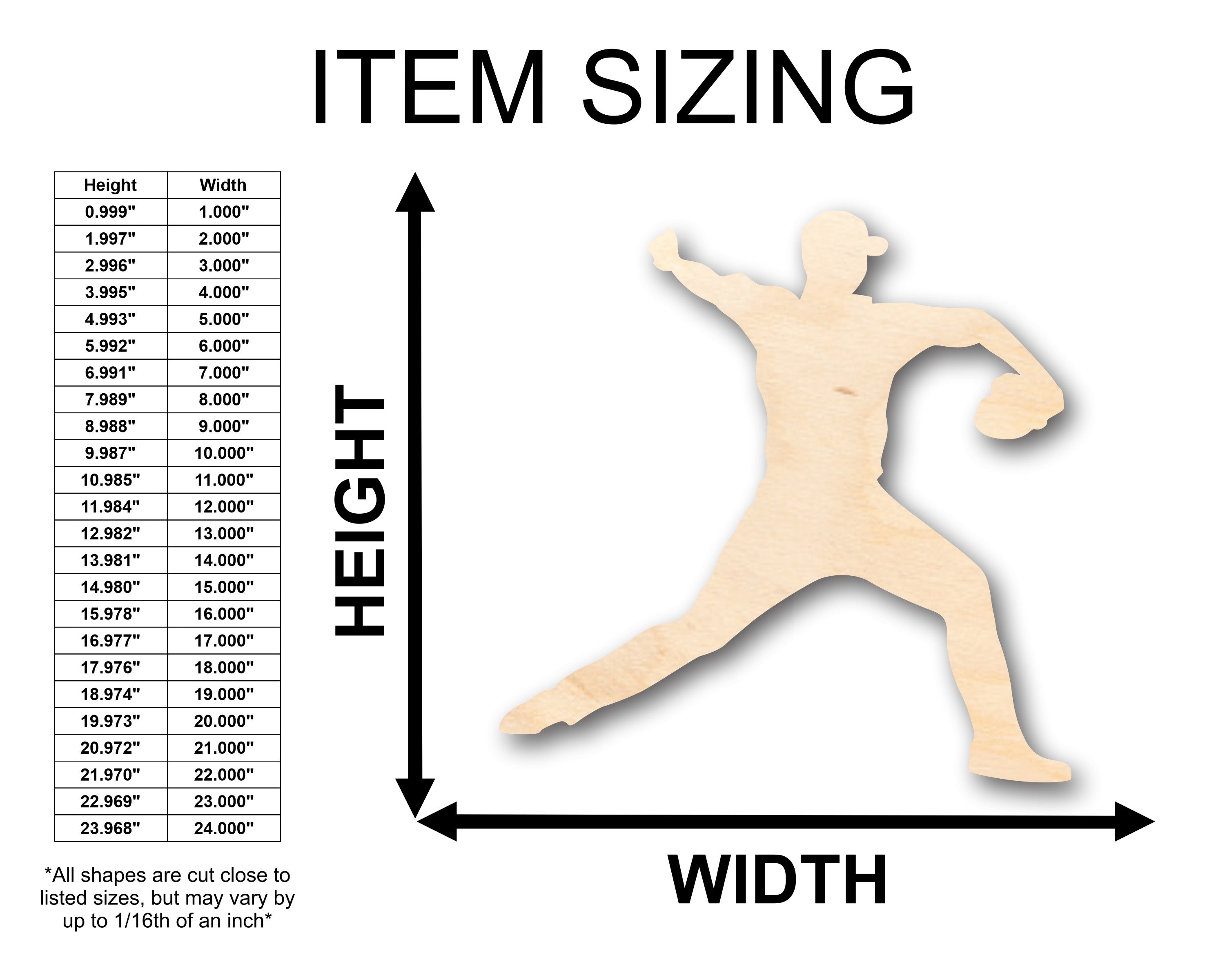 Unfinished Wood Baseball Pitcher Shape - Craft - up to 46" DIY