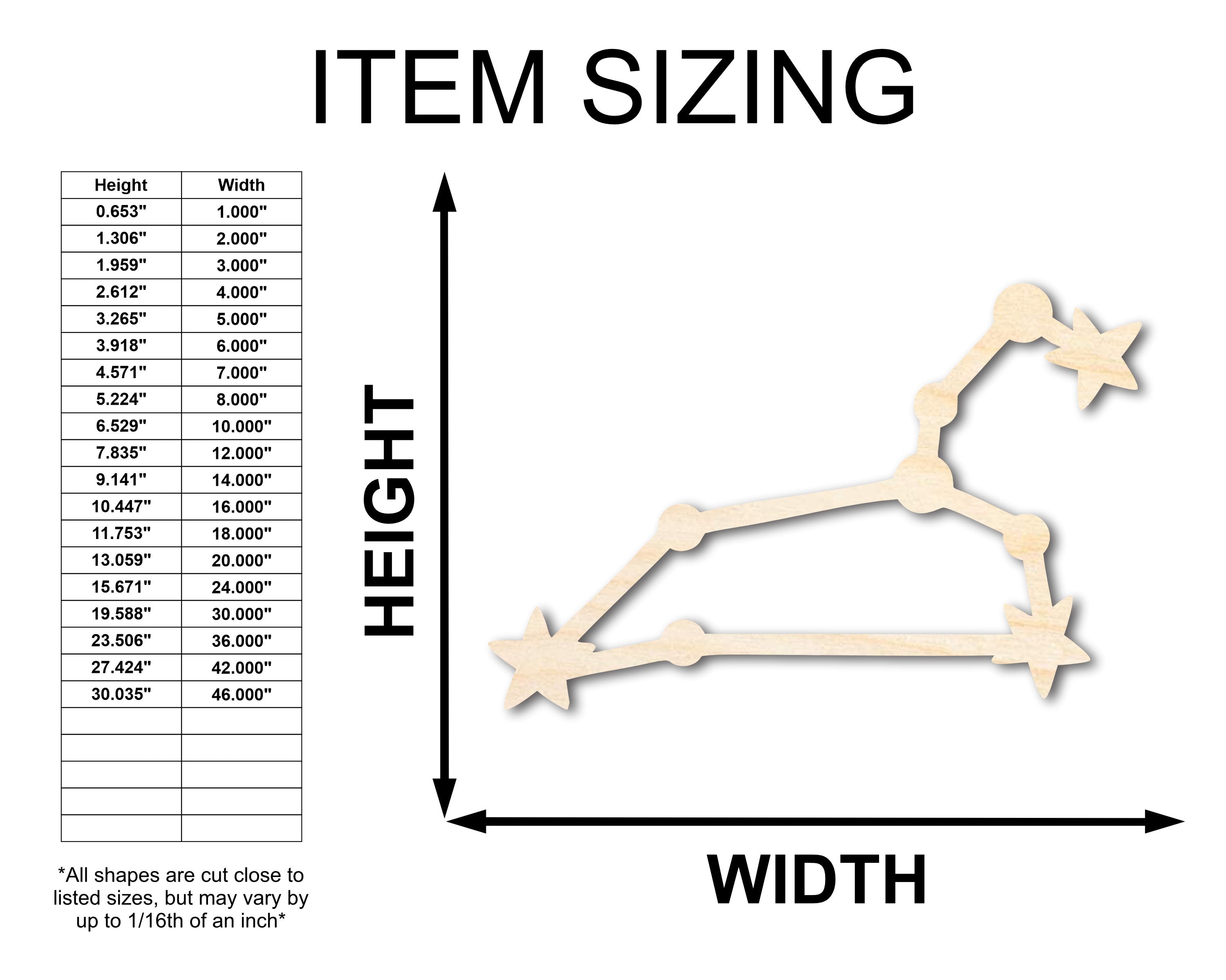 Unfinished Wood Leo Constellation Shape - Zodiac Craft - up to 46"