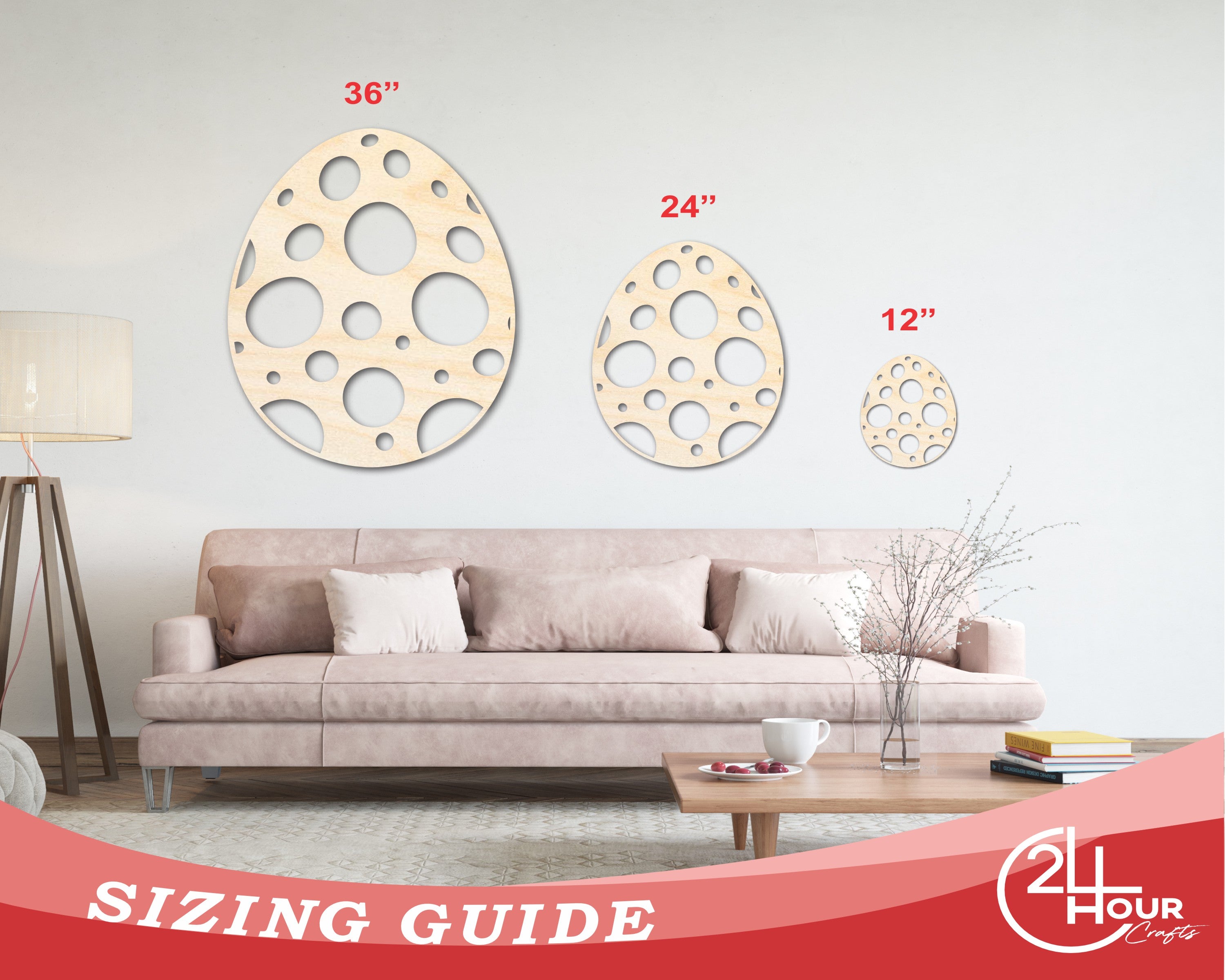 Unfinished Wood Spotted Egg Shape - Easter Craft - up to 46" DIY