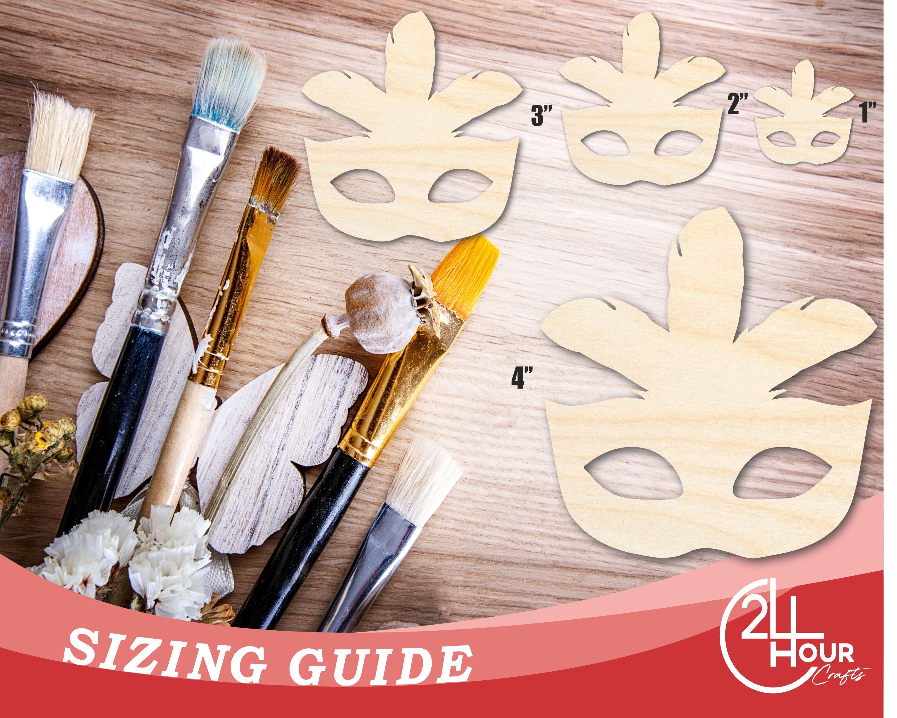 Unfinished Wood Feather Mask Silhouette | Mardi Gras | DIY Craft Cutout | up to 46" DIY