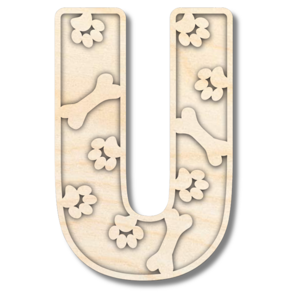Unfinished Wood Layered Themed Letters | Paw Print | A-Z | 2 Piece | up to 24"