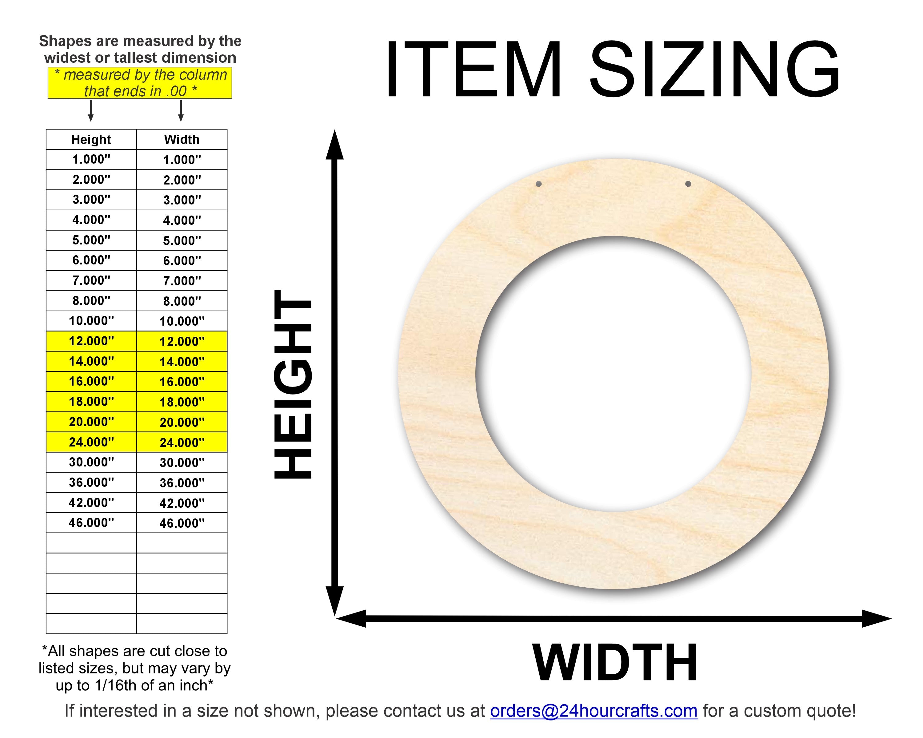 Unfinished Round Wreath Door Hanger | DIY Craft Cutout | Door Hanger | up to 46" DIY