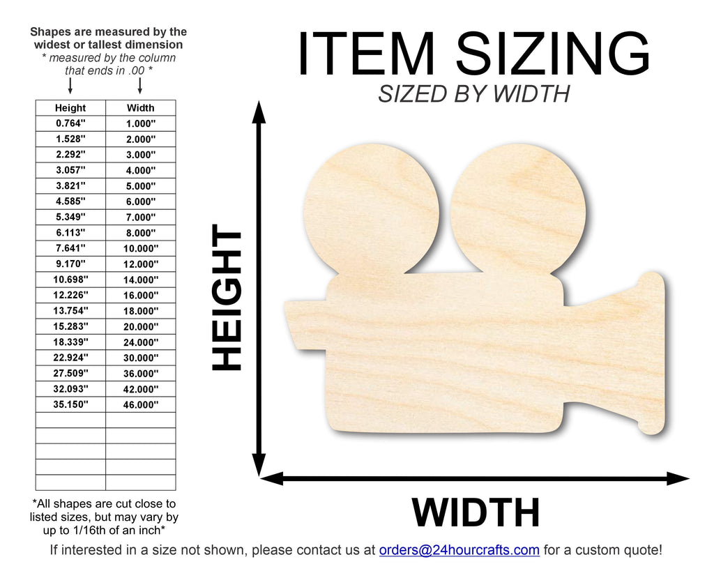 Unfinished Wood Film Camera Shape | DIY Craft Cutout | up to 46" DIY
