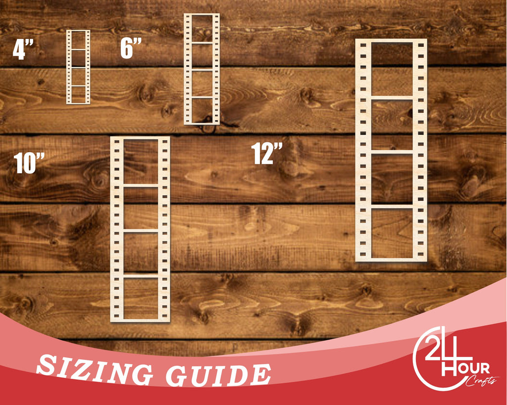 Unfinished Wood Film Strip Shape | DIY Craft Cutout | up to 46" DIY