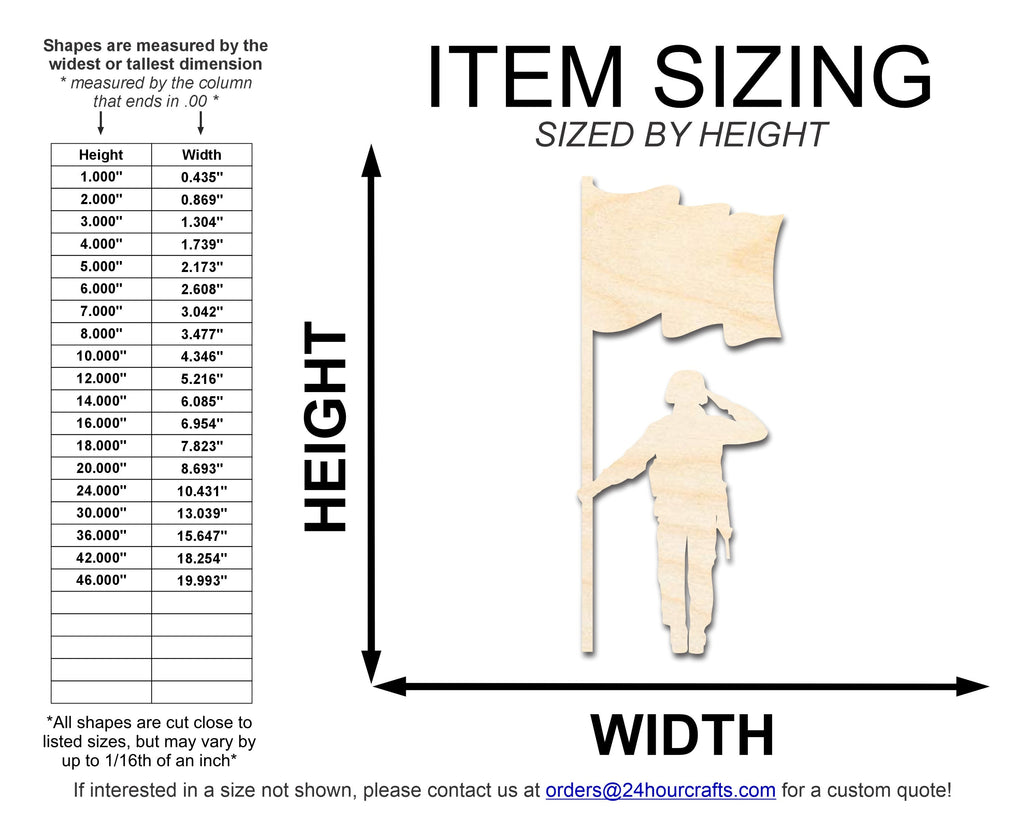 Unfinished Wood Soldier With Flag Shape | DIY Craft Cutout | up to 46" DIY