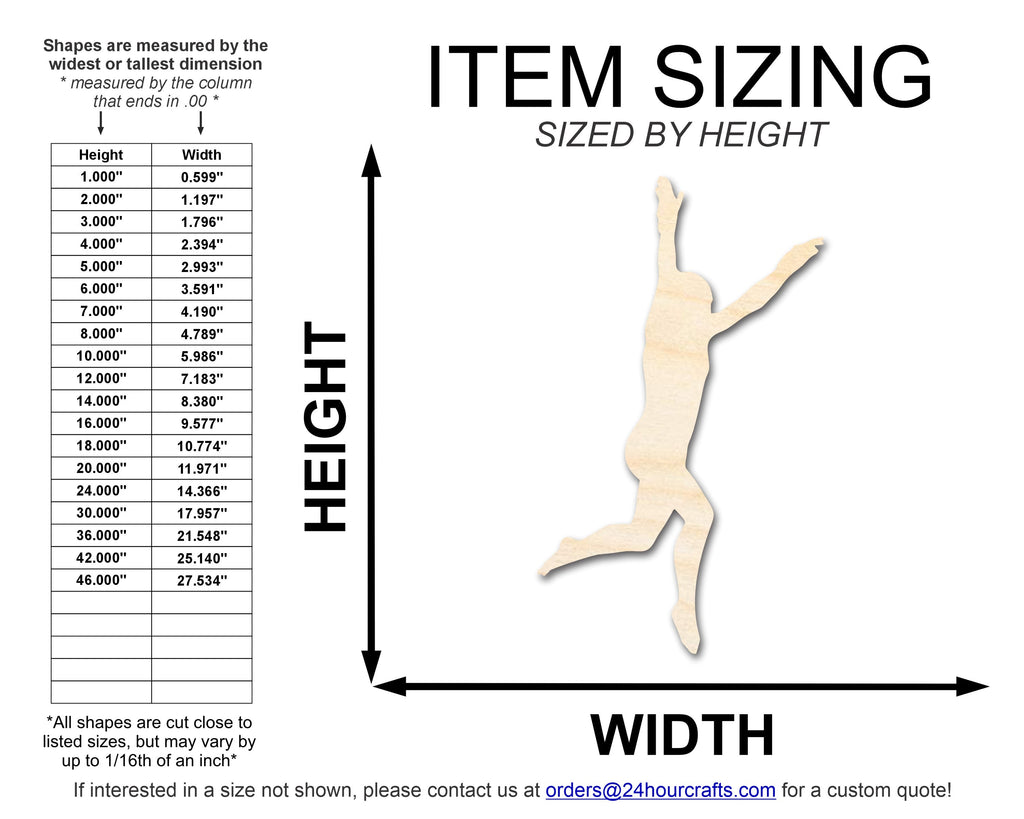 Unfinished Wood Gymnast Roundoff Shape | DIY Craft Cutout | up to 46" DIY