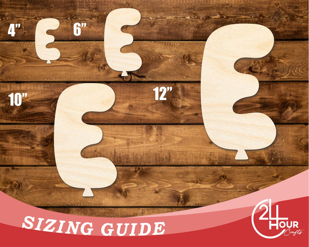 Unfinished Wood Balloon Letter E Shape | DIY Craft Cutout | up to 46" DIY