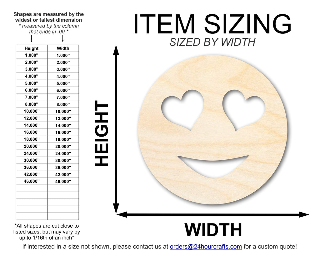 Unfinished Wood Heart Eye Face Shape | DIY Craft Cutout | up to 46" DIY