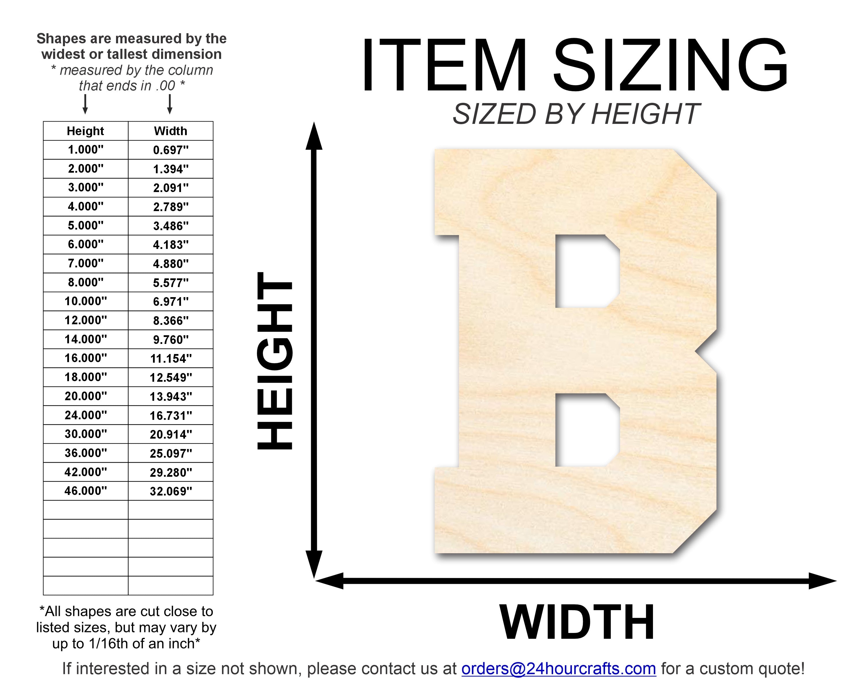 Unfinished Wood Varsity Team Font - B Shape | DIY Craft Cutout | up to 46" DIY
