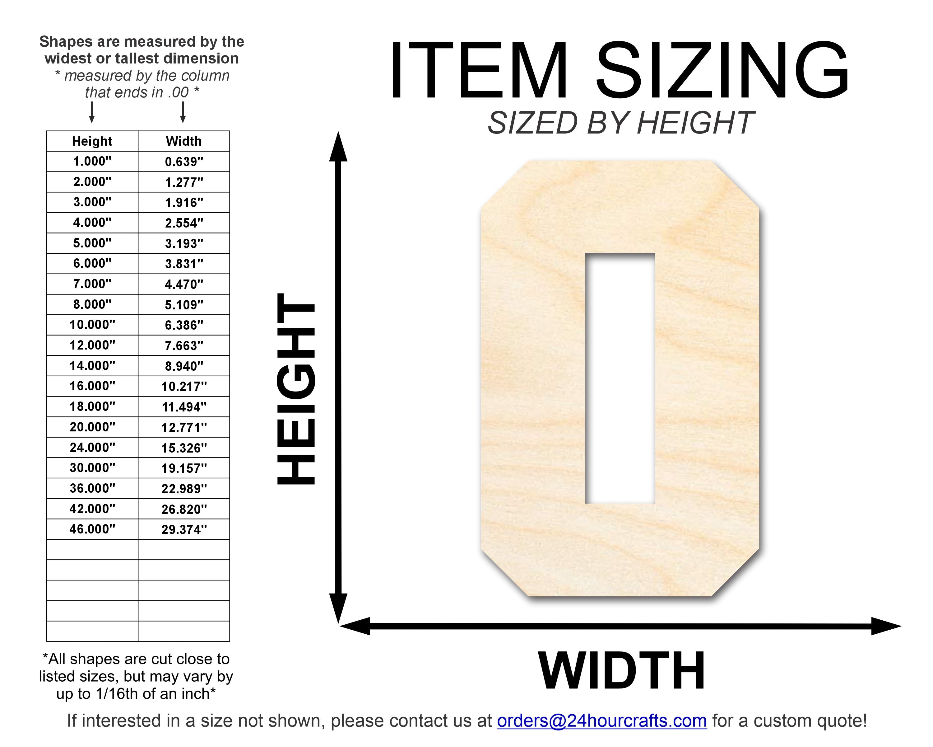 Unfinished Wood Varisty Number Zero Shape | DIY Craft Cutout | up to 46" DIY