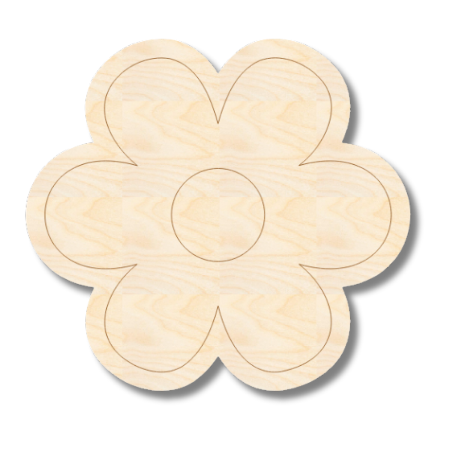 Unfinished Wood Etched Girls Flower Shape | Paint By Line Crafts | up to 30" DIY