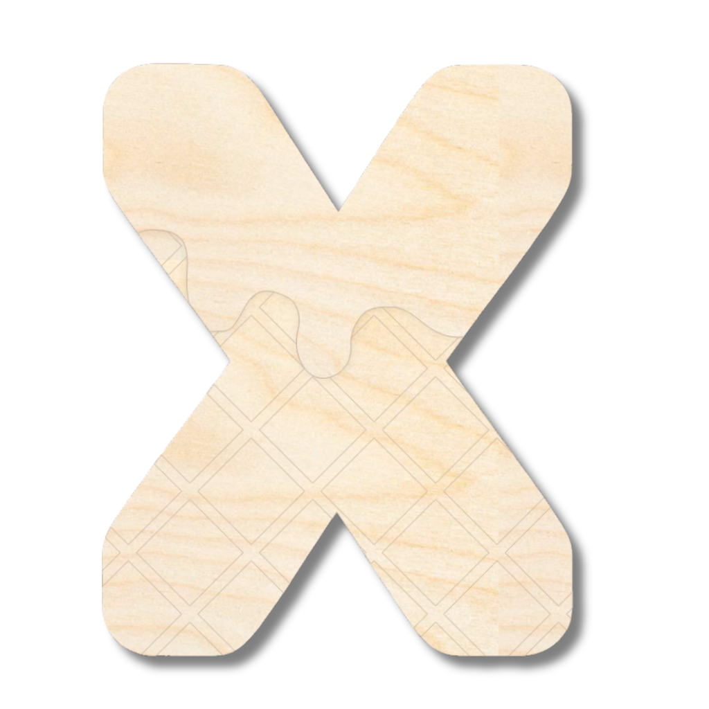 Unfinished Wood Layered Etched Themed Letters | Ice Cream | A-Z | 2 Piece | up to 24"