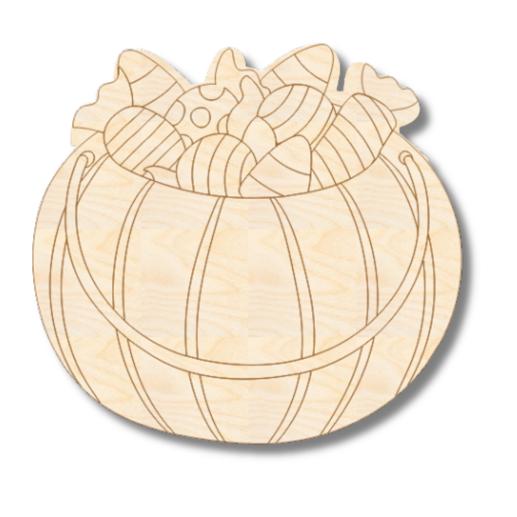 Unfinished Wood Etched Candy Bucket Shape | Paint By Line Crafts | up to 30" DIY