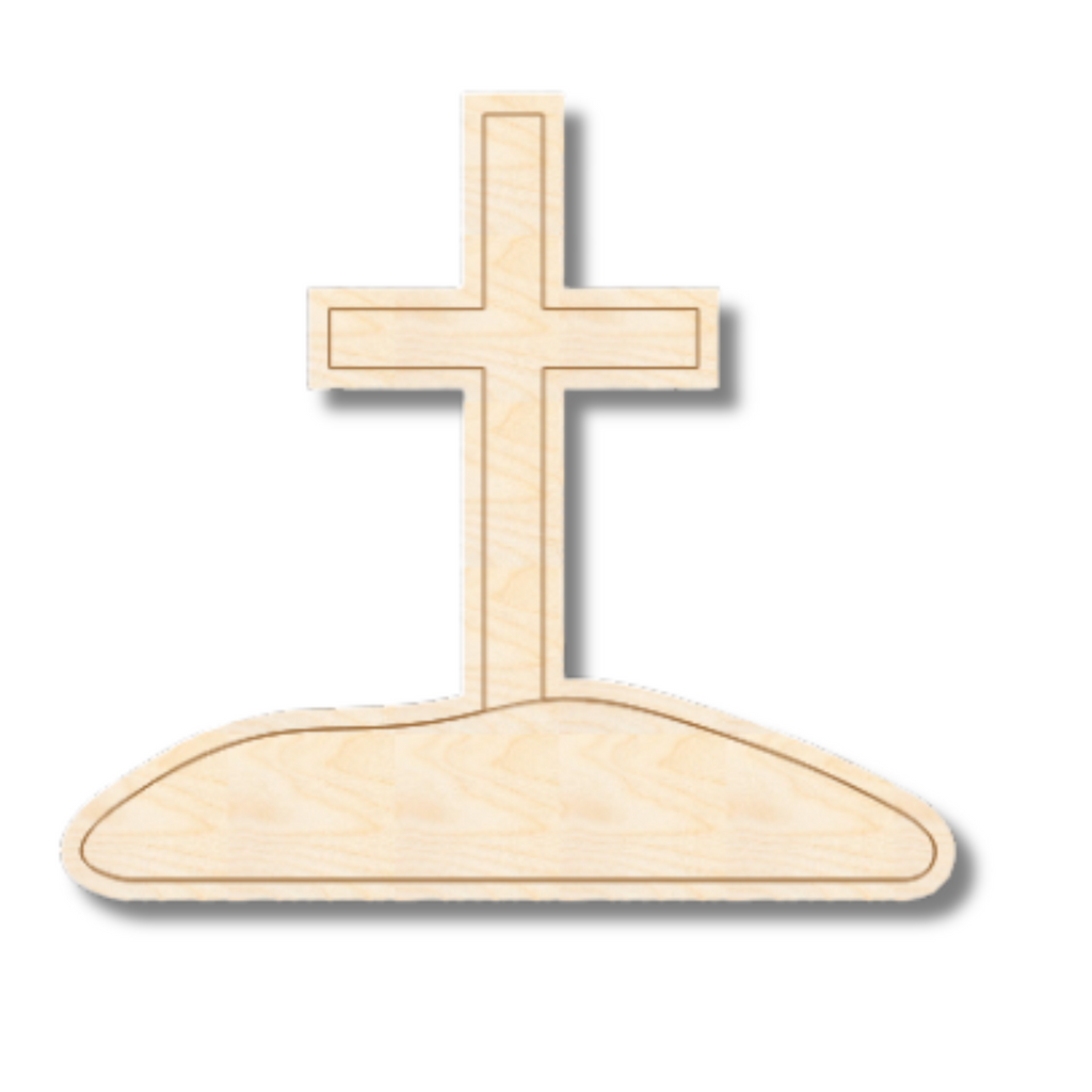 Unfinished Wood Etched Cross Shape | Paint By Line Crafts | up to 30" DIY