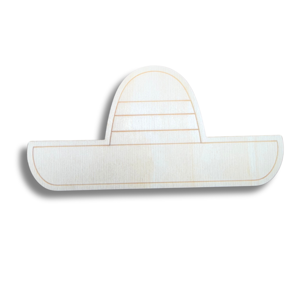 Unfinished Wood Etched Sombrero Shape | Paint By Line Crafts | up to 30" DIY