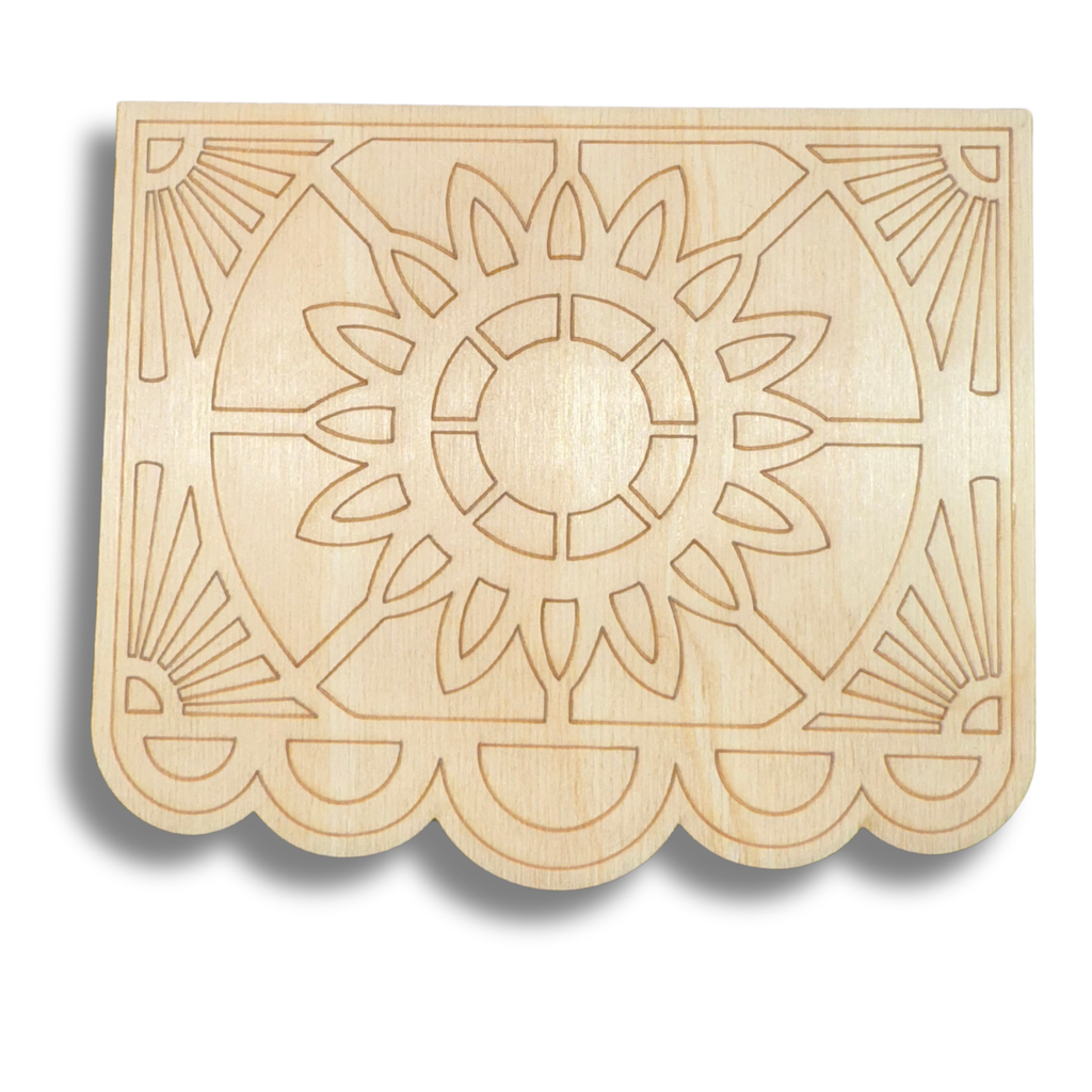 Unfinished Wood Etched Decoration Flag Shape | Paint By Line Crafts | up to 30" DIY