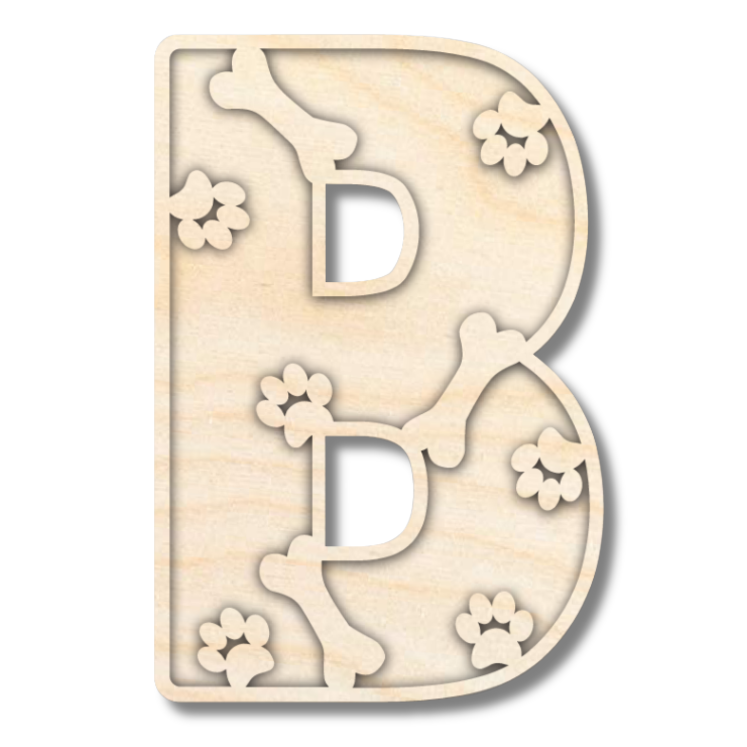 Unfinished Wood Layered Themed Letters | Paw Print | A-Z | 2 Piece | up to 24"
