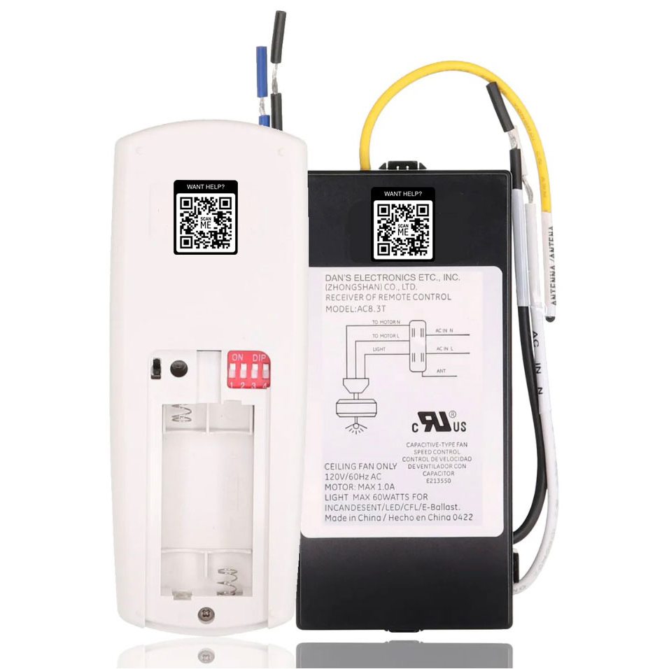 Substitute for Harbor Breeze TR258B KUJCE10716 Ceiling Fan Remote Control [63T-AC83T-KIT]