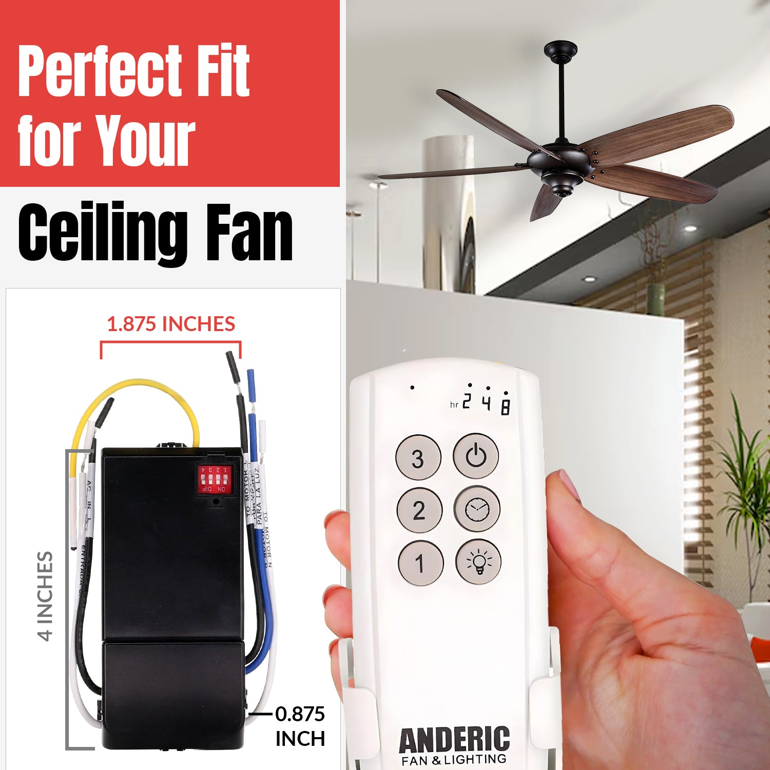 Substitute for Hampton Bay AP-8RDL Ceiling Fan Receiver [63T-AC83T-KIT]