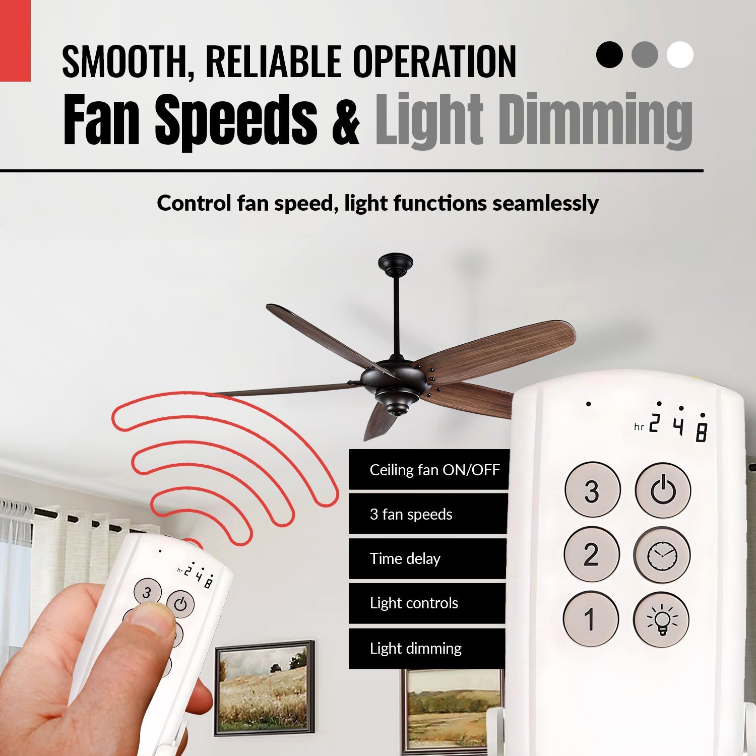 Substitute for Hampton Bay TR222A Ceiling Fan Remote Control [63T-AC83T-KIT]
